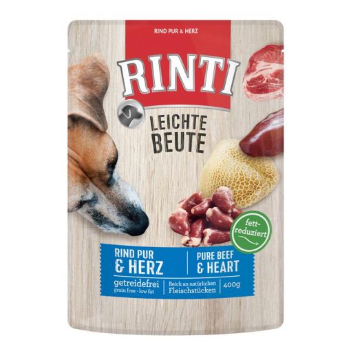 Rinti Frischbeutel Leichte Beute Rind Pur & Herz 400 g (Menge: 10 je Bestelleinheit)