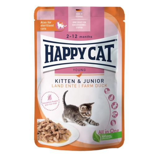 Happy Cat PB Young Meat in Sauce Kitten & Junior Land Ente 85g (Menge: 20 je Bestelleinheit)