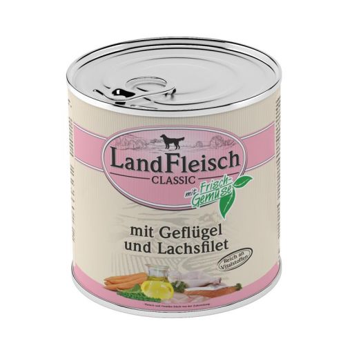 Landfleisch Dog Pur Geflügel & Lachsfilet 800 g (Menge: 6 je Bestelleinheit)