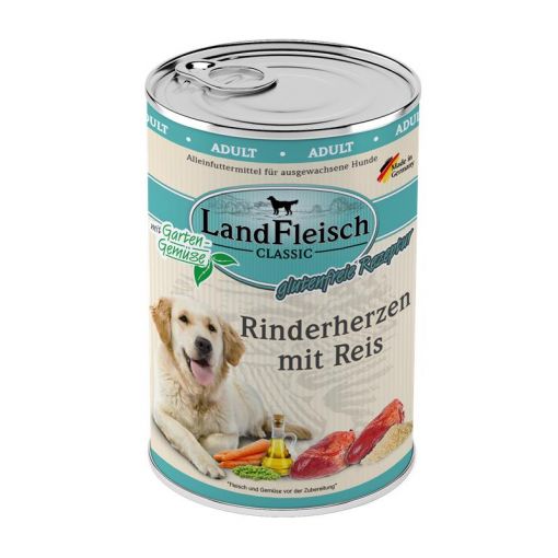 Landfleisch Dog Classic Rinderherzen mit Reis & Gartengemüse 400g (Menge: 6 je Bestelleinheit)