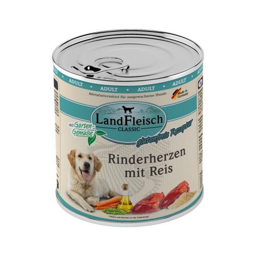 Landfleisch Dog Classic Rinderherzen mit Reis & Gartengemüse 800g (Menge: 6 je Bestelleinheit)