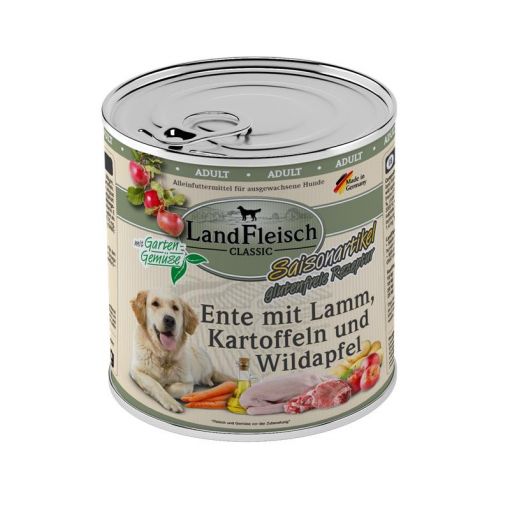 Landfleisch Dog Classic Ente mit Lamm, Kartoffelnn Wildapfel & Gartengemüse 800g (Menge: 6 je Bestelleinheit)