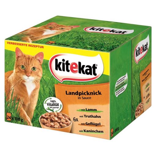 Kitekat Portionsbeutel Multipack Landpicknick in Soße 24 x 100g (Menge: 2 je Bestelleinheit)