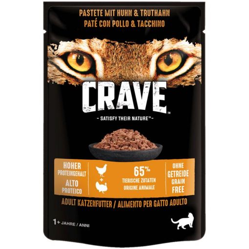 Crave Cat Pouchbeutel Pastete Huhn & Truthahn 85g (Menge: 24 je Bestelleinheit)