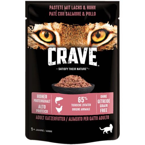 Crave Cat Frischbeutel Pastete Lachs & Huhn 85 g (Menge: 24 je Bestelleinheit)