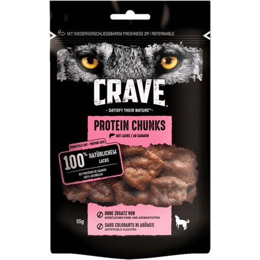 Crave Dog Snack Protein Chunks mit Lachs 55g (Menge: 6 je Bestelleinheit)