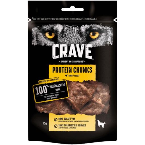 Crave Dog Snack Protein Chunks mit Huhn 55g (Menge: 6 je Bestelleinheit)