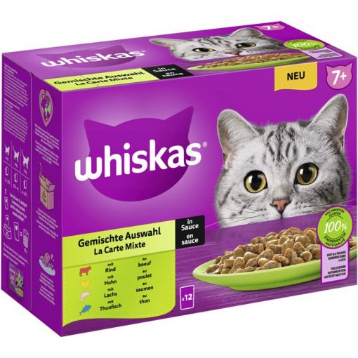 Whiskas Portionsbeutel Multipack 7+ Gemischte Auswahl in Sauce 12 x 85g (Menge: 4 je Bestelleinheit)