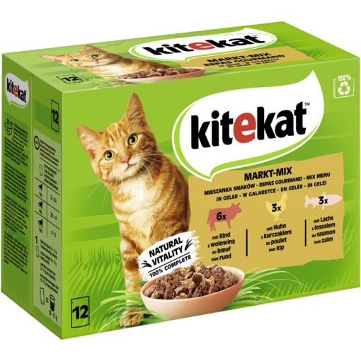 Kitekat Portionsbeutel Multipack Markt-Mix in Gelee 12x85g (Menge: 4 je Bestelleinheit)