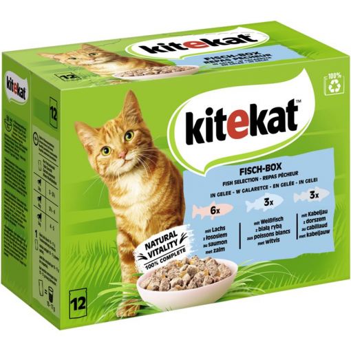 Kitekat Portionsbeutel Multipack Fisch-Box in Gelee 12x85g (Menge: 4 je Bestelleinheit)