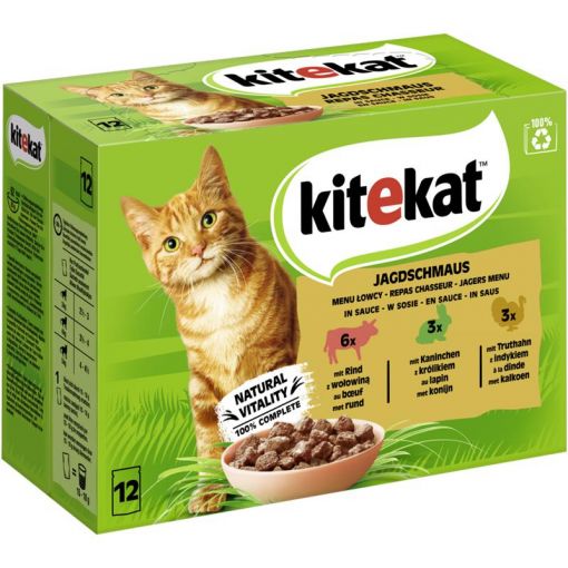 Kitekat Portionsbeutel Multipack Jagdschmaus in Sauce 12x85g (Menge: 4 je Bestelleinheit)