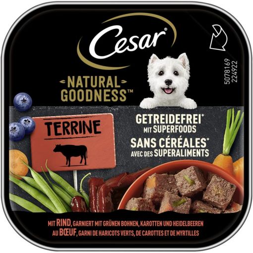 Cesar Schale Natural Goodness Terrine Getreidefrei Superfoods Rind 100g (Menge: 16 je Bestelleinheit)