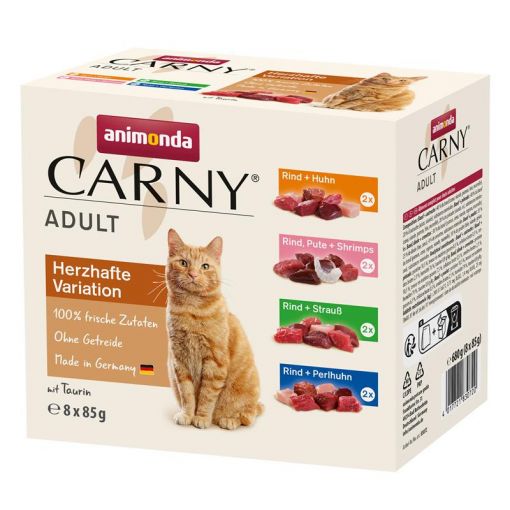 Animonda Cat Carny Adult Herzhafte Variante Mixpack 8x85g (Menge: 8 je Bestelleinheit)