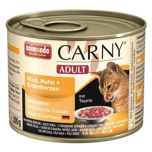 Animonda Cat Carny Adult Rind & Huhn & Entenherzen 200g (Menge: 6 je Bestelleinheit)