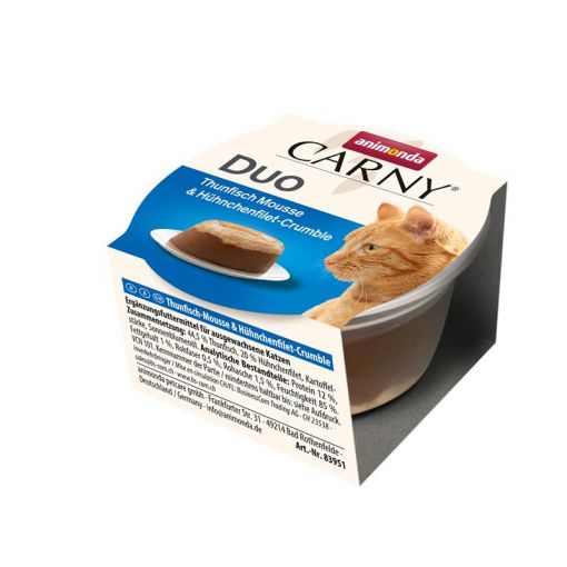 Animonda Carny Adult Duo Thunfisch Mousse & Hühnchenfilet-Crumble 70g (Menge: 24 je Bestelleinheit)