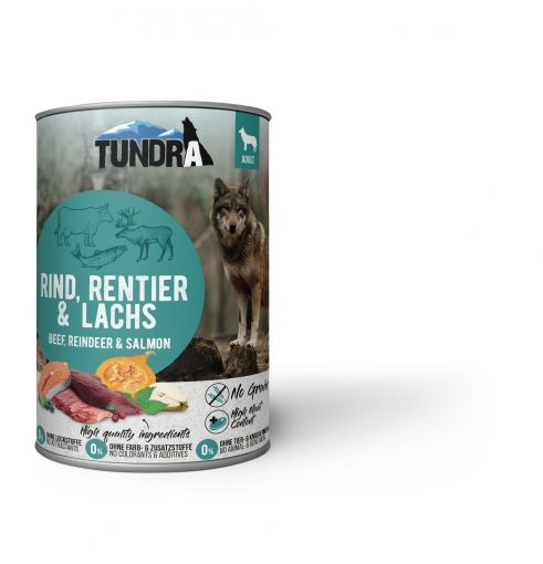 Tundra Dog Dose Rind, Rentier & Lachs 400g (Menge: 6 je Bestelleinheit)