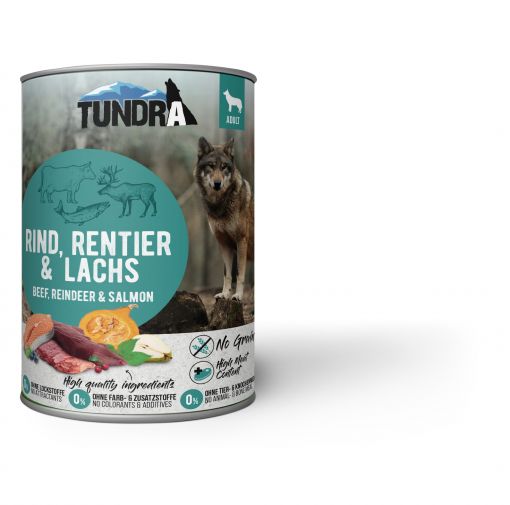 Tundra Dog Dose Rind, Rentier & Lachs 800g (Menge: 6 je Bestelleinheit)