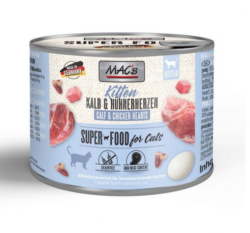 MACs Cat Kitten Kalb & Hühnerherzen 200g (Menge: 6 je Bestelleinheit)