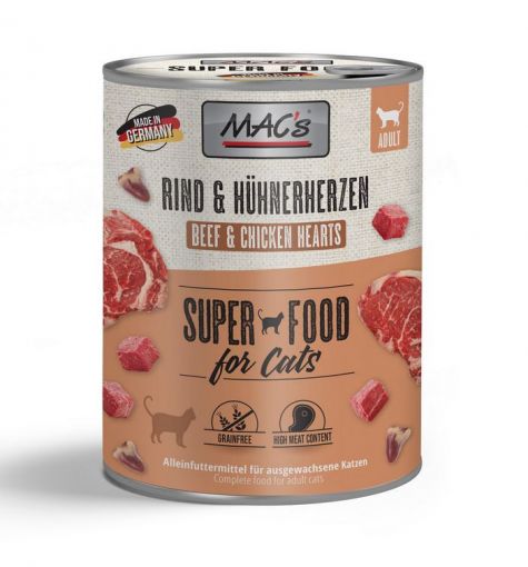 MACs Cat Rind & Hühnerherzen 800g (Menge: 6 je Bestelleinheit)