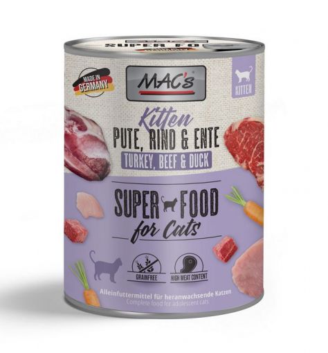 MACs Cat Kitten Pute, Rind & Ente 800g (Menge: 6 je Bestelleinheit)