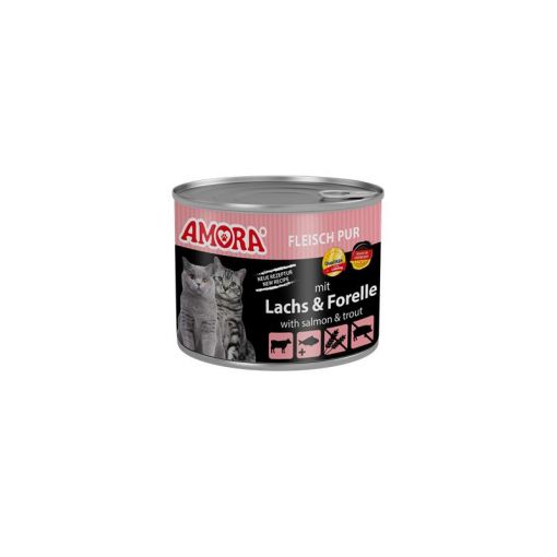 AMORA Cat Fleisch Pur mit Lachs & Forelle 200g (Menge: 6 je Bestelleinheit)