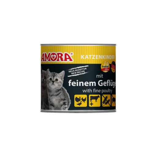 AMORA Cat Fleisch Pur Kitten mit feinem Geflügel 200g (Menge: 6 je Bestelleinheit)