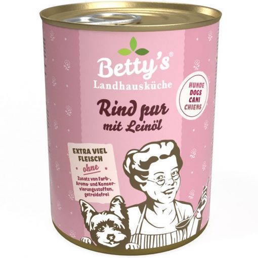 Bettys Landhausküche Hund Dose Rind pur mit Leinöl 400 g (Menge: 6 je Bestelleinheit)