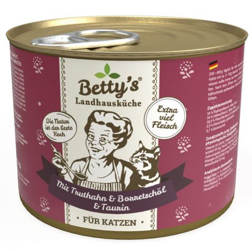 Bettys Landhausküche Katze Dose Truthahn & Borretschöl 200g (Menge: 6 je Bestelleinheit)