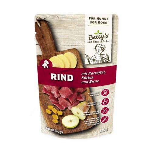 Bettys Landhausküche Hund FB Rind mit Kartoffel 125g (Menge: 10 je Bestelleinheit)