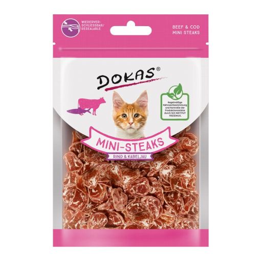 Dokas Cat Snack Ministeaks Rind & Kabeljau 25 g (Menge: 10 je Bestelleinheit)