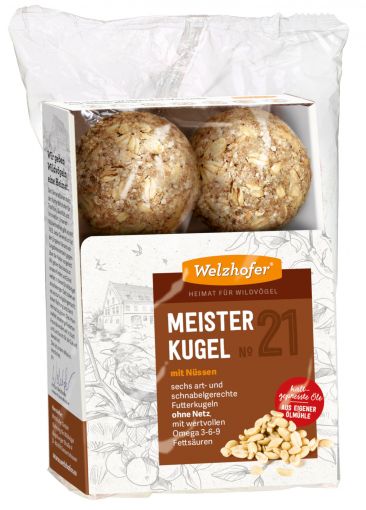 Welzhofer Bird Meisterkugeln No. 21 mit Nüssen 6x100 g (ohne Netz) (Menge: 12 je Bestelleinheit)