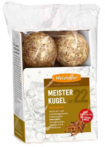 Welzhofer Bird Meisterkugeln No. 22 mit Insekten 6x100 g (ohne Netz) (Menge: 12 je Bestelleinheit)