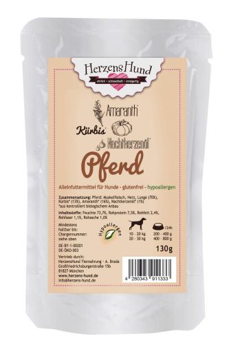 Herzenshund Pferd mit Kürbis 130g (Menge: 18 je Bestelleinheit)