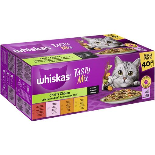 Whiskas Portionsbeutel Tasty Mix Multipack Mega Pack Chefs Choice in Sauce 40 x 85g