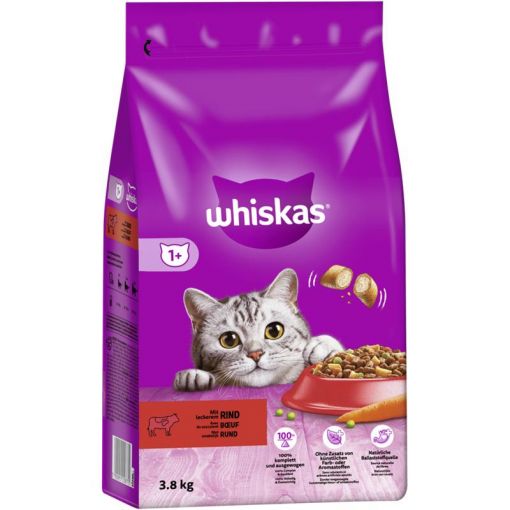 Whiskas Trocken Beutel Adult 1+ mit Rind 3,8kg