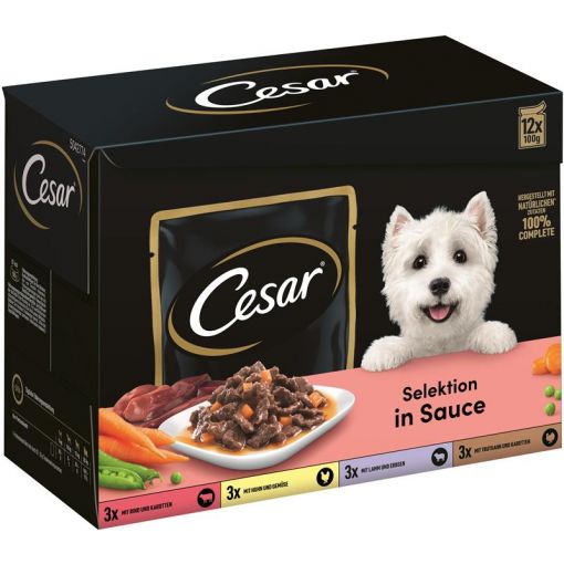 Cesar PB Multipack Selektion Sauce Rind & Karotten / Huhn & Gemüse 12x100g (Menge: 4 je Bestelleinheit)