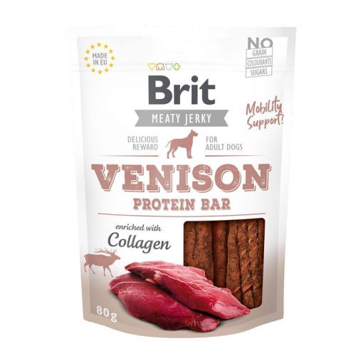 Brit Dog Snack Meaty Jerky Venison Protein Bar 80g (Menge: 12 je Bestelleinheit)