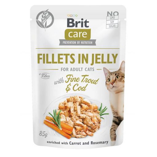 Brit Care Cat  Fillets in Jelly with Fine Trout & Cod 85g (Menge: 24 je Bestelleinheit)