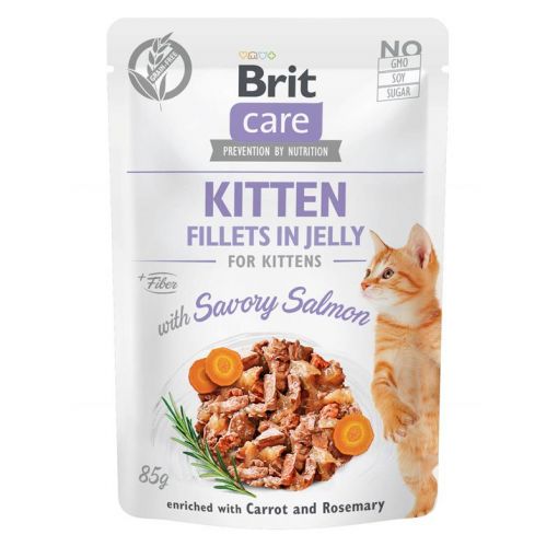 Brit Care Cat  Fillets in Jelly with Savory Salmon  Kitten 85g (Menge: 24 je Bestelleinheit)