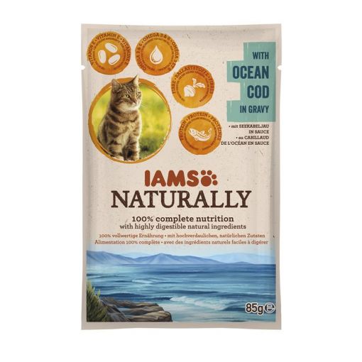 IAMS Naturally Adult Nassfutter PB 85g Kabeljau in Sauce