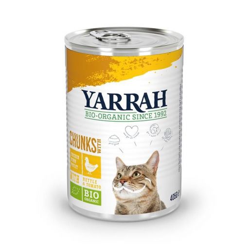 Yarrah Bio-Katzenfutter Bröckchen mit Huhn 405g (Menge: 12 je Bestelleinheit)